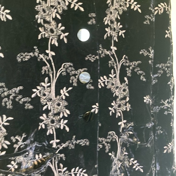 Dana Buchman Vintage Rayon Viscose Silk Blend Black Floral Embroidery Jacket - Picture 4 of 9